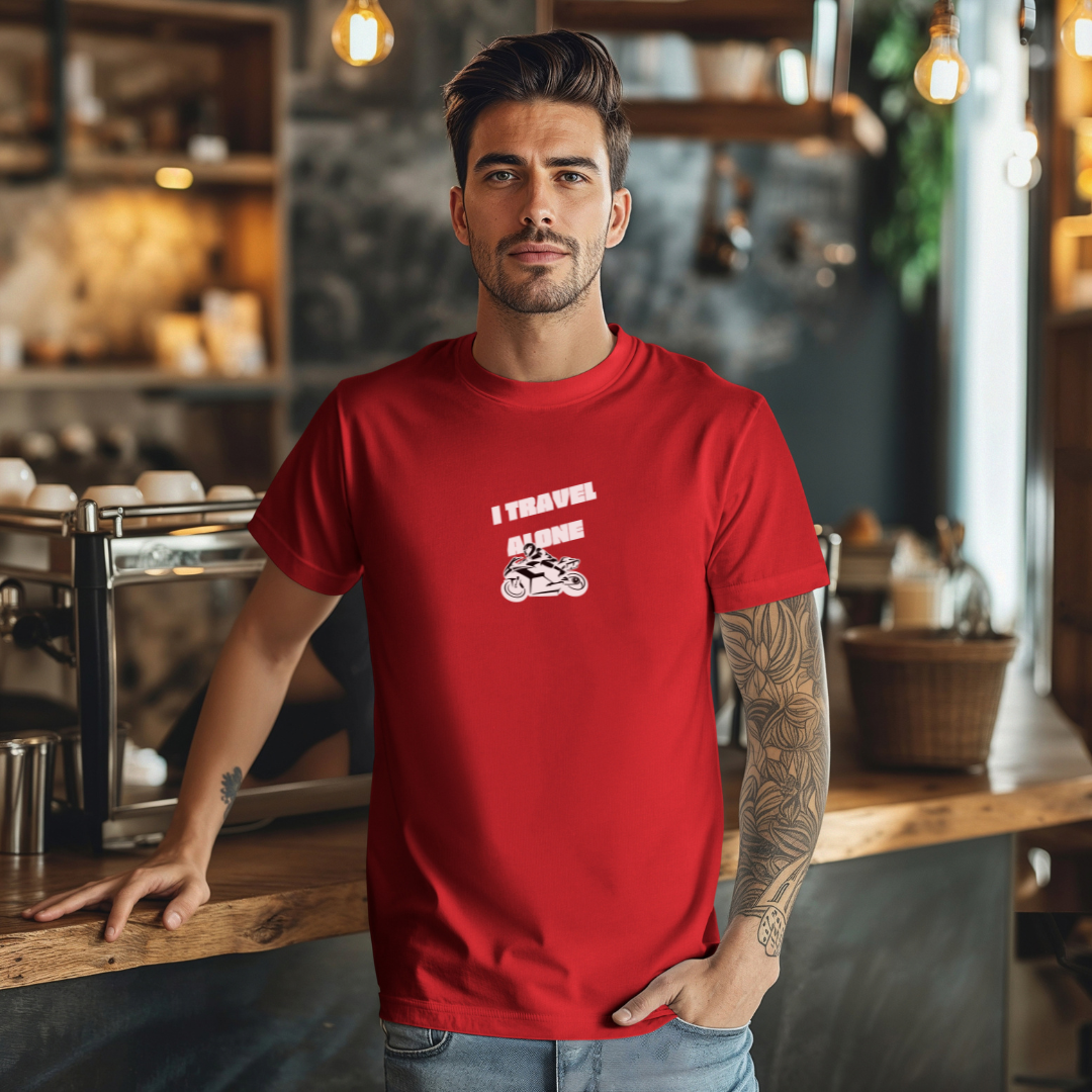 I Travel Alone Stylish T-Shirt for Men