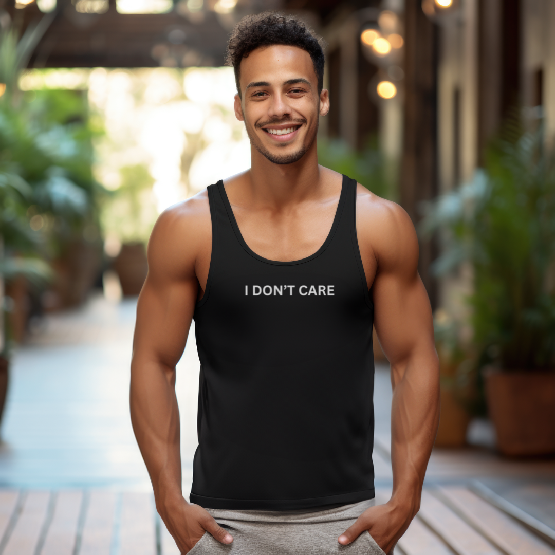 I Don't Care Unisex Jersey Stylish Tank Top for Men and Women