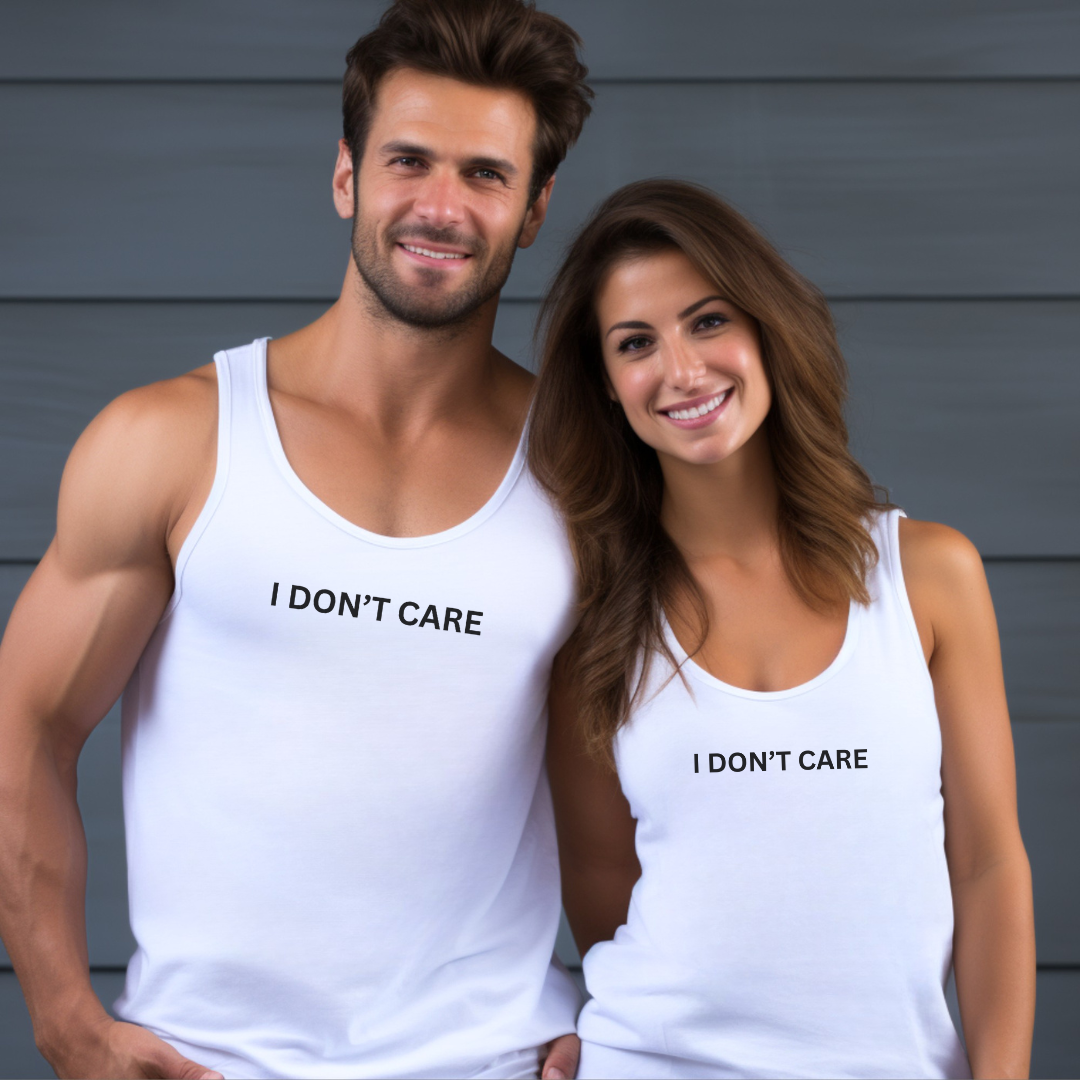 I Don't Care Unisex Jersey Stylish Tank Top for Men and Women
