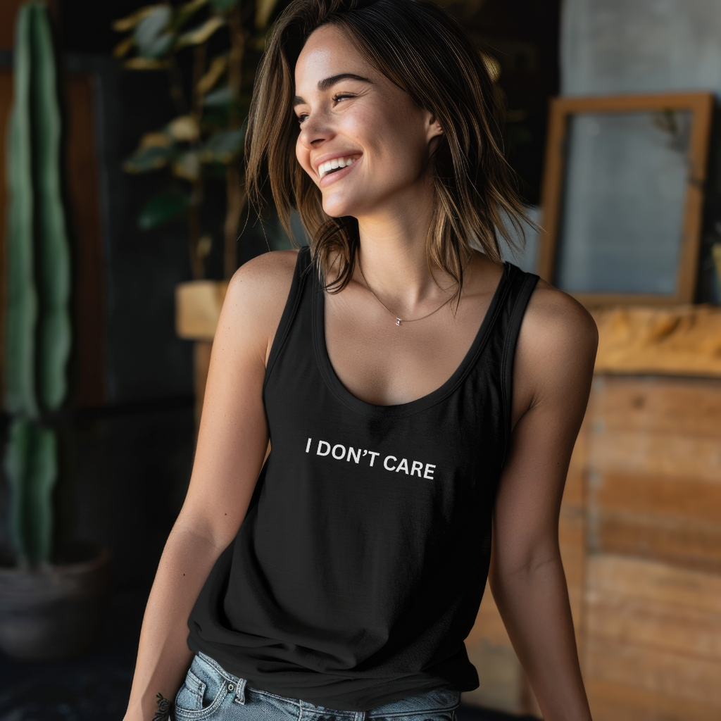 I Don't Care Unisex Jersey Stylish Tank Top for Men and Women